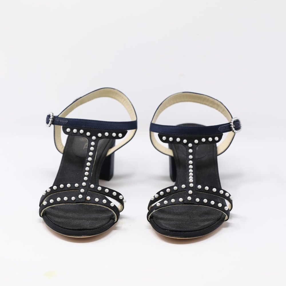 CHANEL MINI HEEL PEARL SANDALS